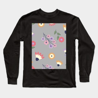 colorful seamless floral pattern, colorful geomatric flower pattern Long Sleeve T-Shirt